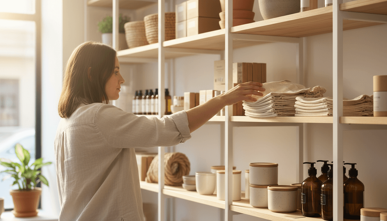 Customer browsing curated products at Allivhu Shops