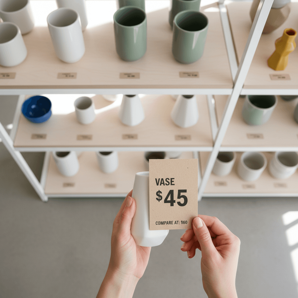 Customer checking fair pricing on quality product